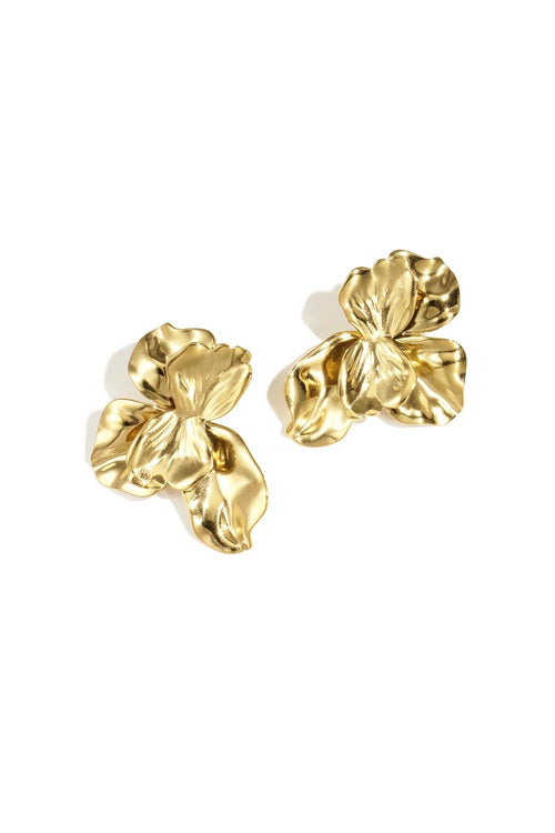 By Hilke Earrings Flower Gold