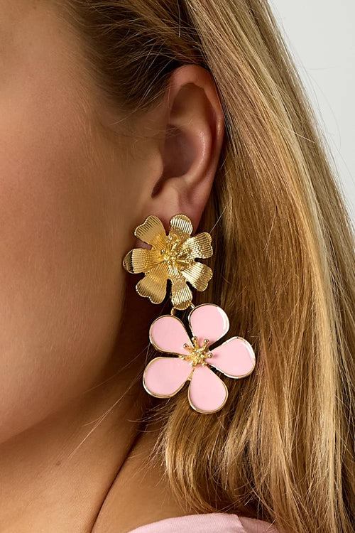 By Hilke Earrings Bloom Gold/Pink