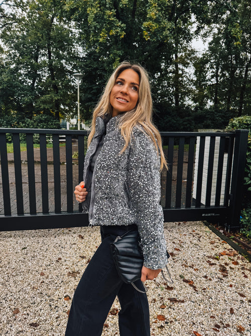 By Hilke Pailletten Coat Liv Grey 2 in 1