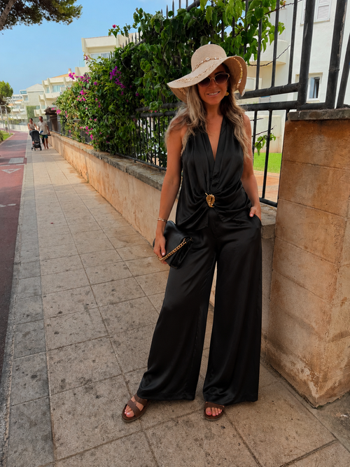 By Hilke Satin Set Black