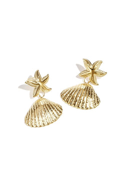 By Hilke Earrings Shells Gold