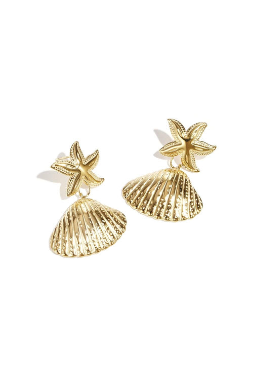 By Hilke Earrings Shells Gold