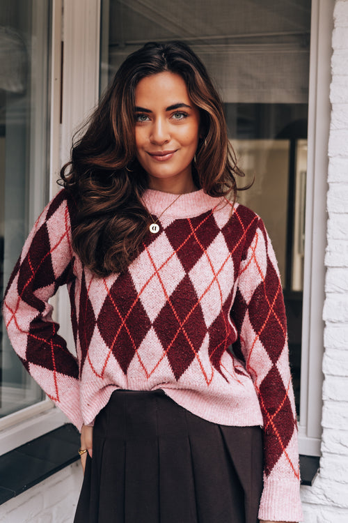 By Hilke Knit Argyle Pink