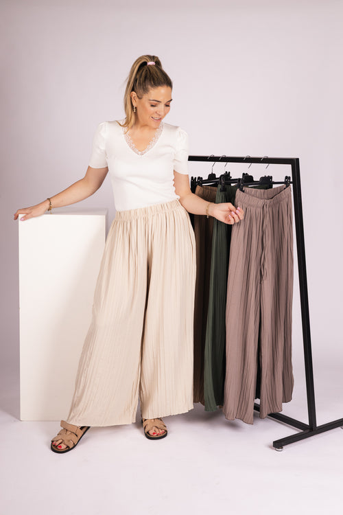 By Hilke Pants Plien Beige