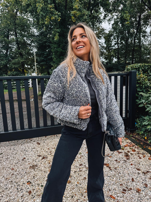 By Hilke Pailletten Coat Liv Grey 2 in 1