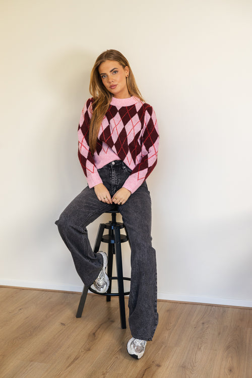By Hilke Knit Argyle Pink