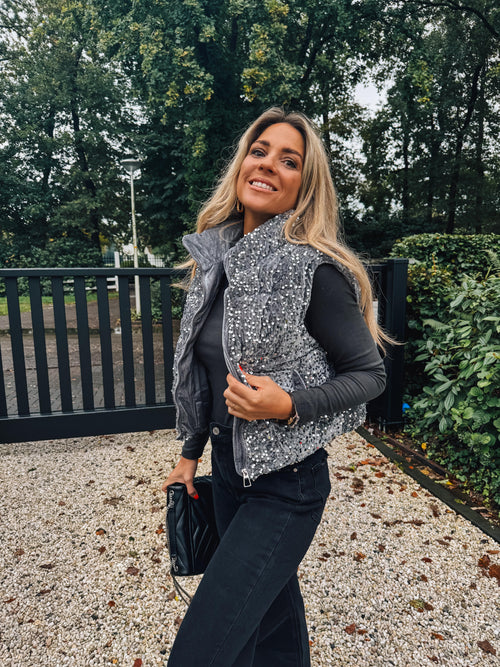 By Hilke Pailletten Coat Liv Grey 2 in 1