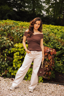 By Hilke Barrel Jeans Mid Waist Beige