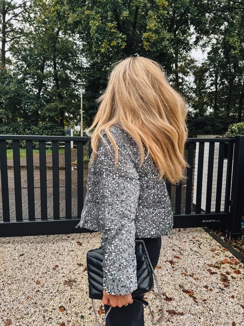 By Hilke Pailletten Coat Liv Grey 2 in 1
