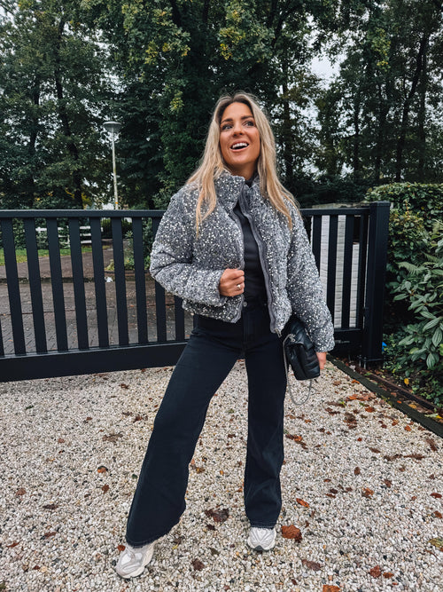 By Hilke Pailletten Coat Liv Grey 2 in 1