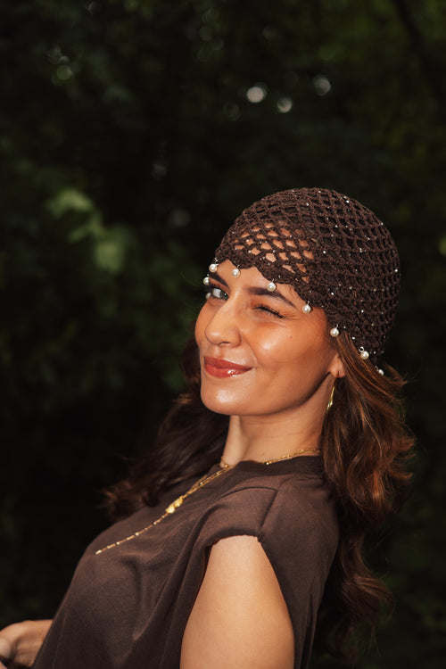 By Hilke Crochet Beanie Chocolate