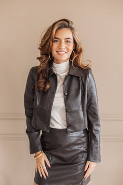 By Hilke Leather Look Jacket Chocolate
