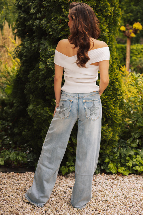 By Hilke Fold Over Waist Jeans Stars