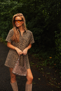 By Hilke Denim Dress Leopard