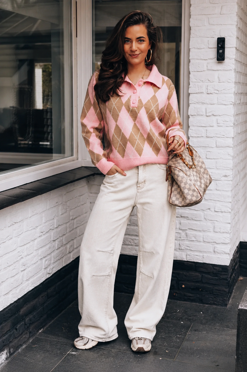 By Hilke Barrel Jeans Mid Waist Beige
