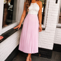 By Hilke Plissé Skirt Pink