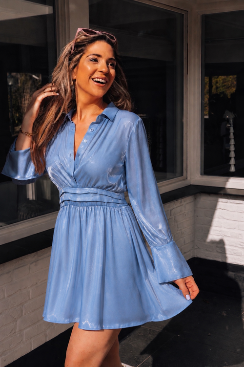 By Hilke Dress Satin Blue