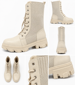 By Hilke Bikerboots Beige
