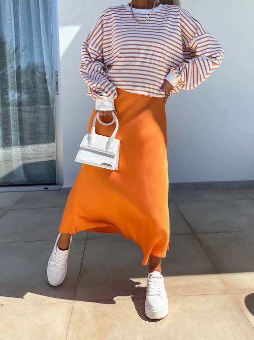 By Hilke Satin Skirt Orange