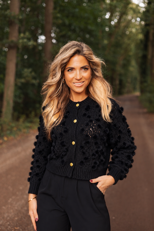 By Hilke Faux Fur Cardigan Black
