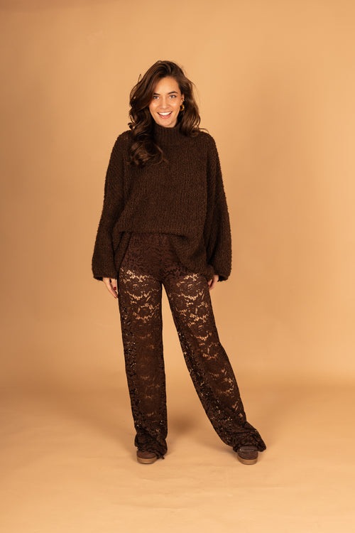 By Hilke Lace Pants Brown
