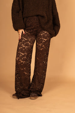 By Hilke Lace Pants Brown