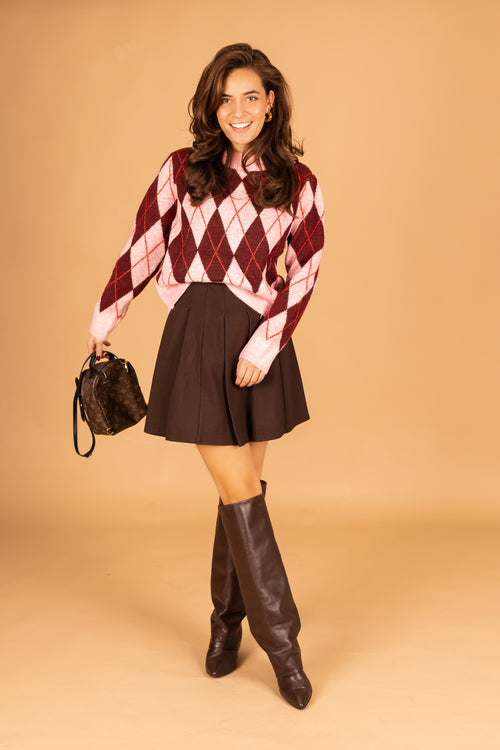 By Hilke Knit Argyle Pink