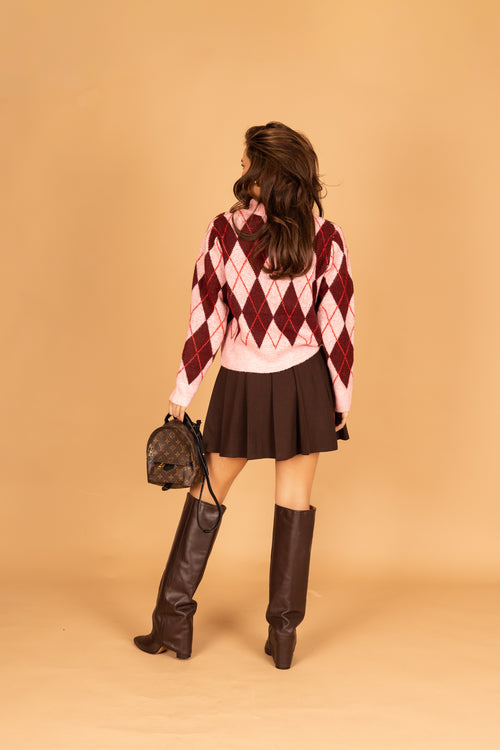 By Hilke Knit Argyle Pink