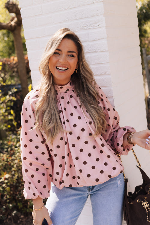 By Hilke Blouse Dots Pink