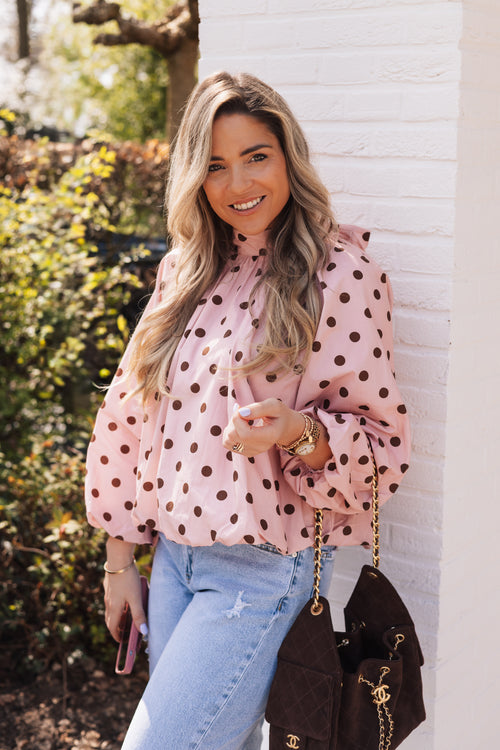 By Hilke Blouse Dots Pink