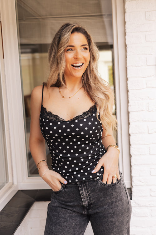 By Hilke Lace Top Dots Black