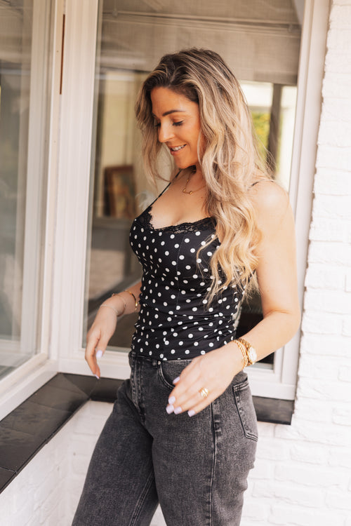 By Hilke Lace Top Dots Black