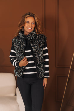 By Hilke Pailletten Coat Liv Black 2 in 1
