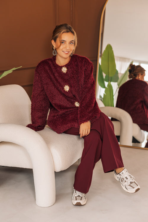 By Hilke Olive sweater Bordeaux