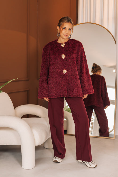 By Hilke Olive sweater Bordeaux