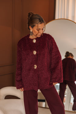 By Hilke Olive sweater Bordeaux