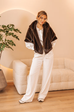 By Hilke Furry Coat Sofia Brown