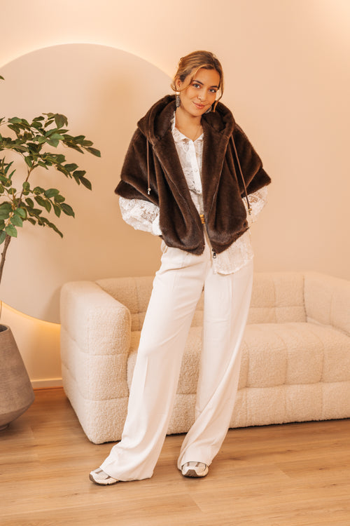 By Hilke Furry Coat Sofia Brown