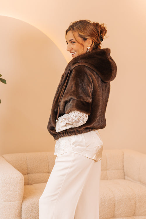 By Hilke Furry Coat Sofia Brown