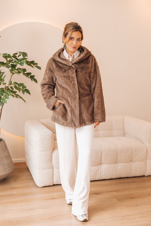 By Hilke Furry Coat Maeve Camel