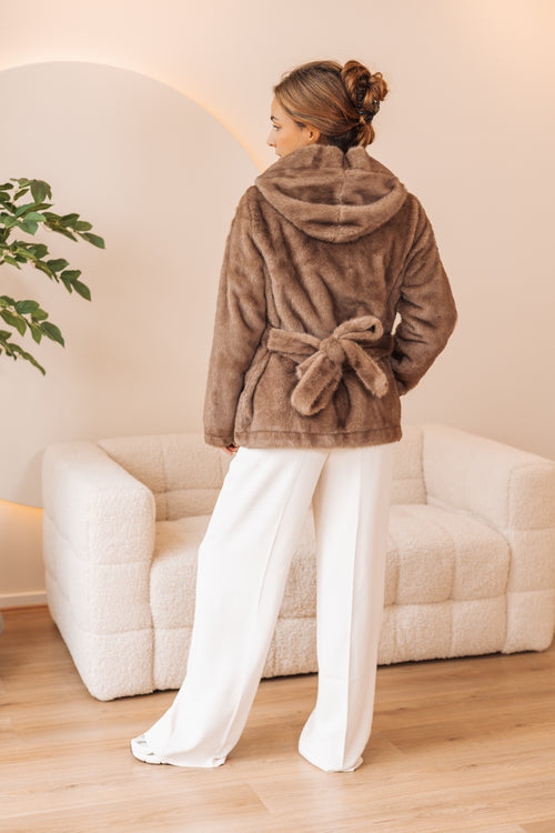 By Hilke Furry Coat Maeve Camel