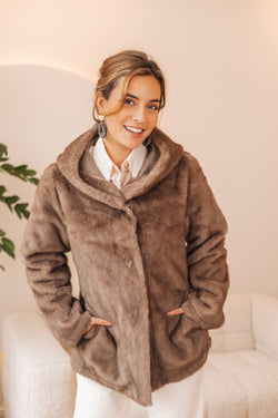 By Hilke Furry Coat Maeve Camel