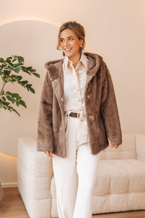 By Hilke Furry Coat Maeve Camel