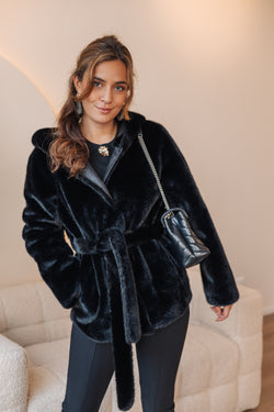 By Hilke Furry Coat Maeve Black