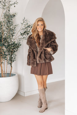 By Hilke Furry Coat Rowie Coffee