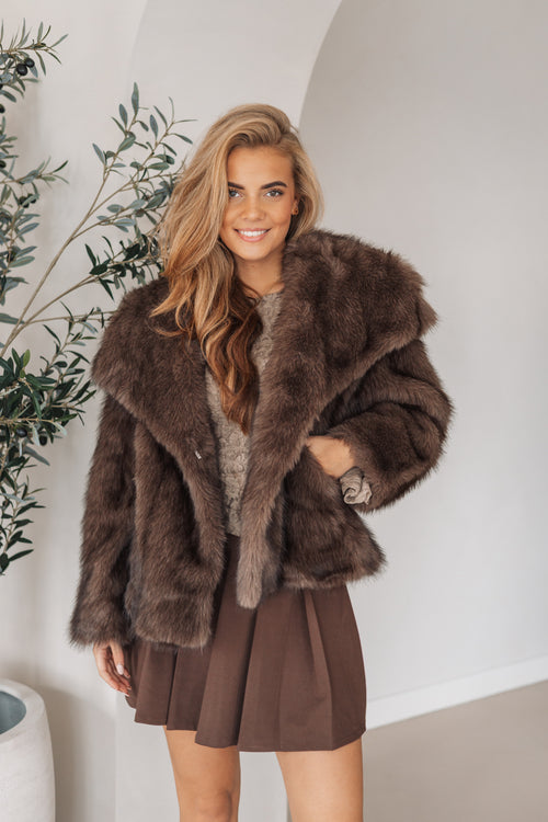 By Hilke Furry Coat Rowie Coffee