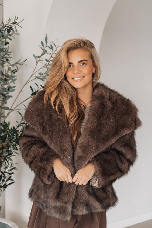 By Hilke Furry Coat Rowie Coffee