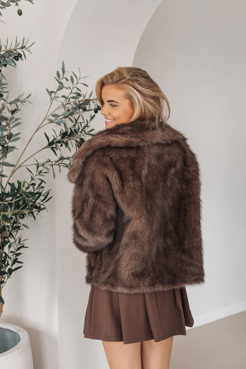 By Hilke Furry Coat Rowie Coffee