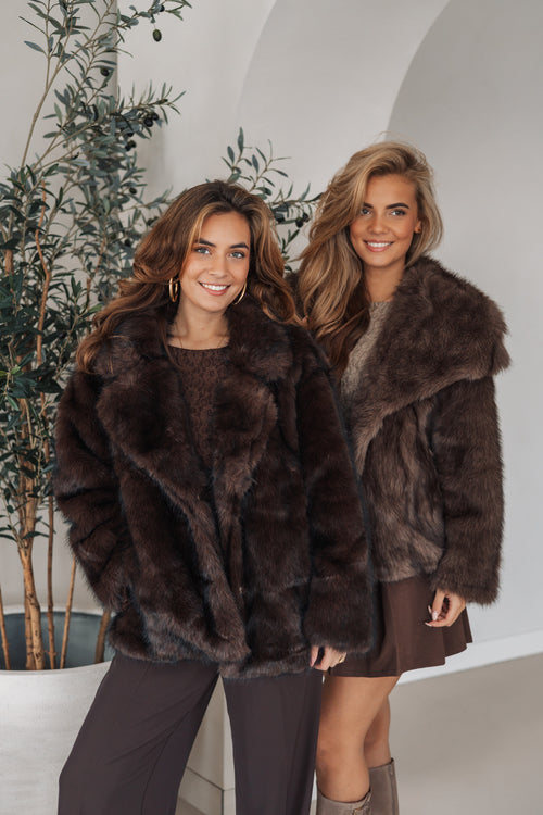By Hilke Furry Coat Rowie Chocolate
