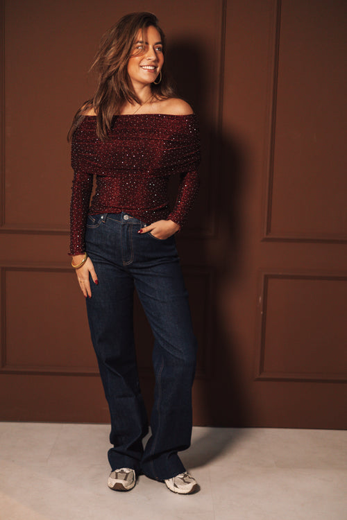By Hilke Off Shoulder Top Norae Bordeaux